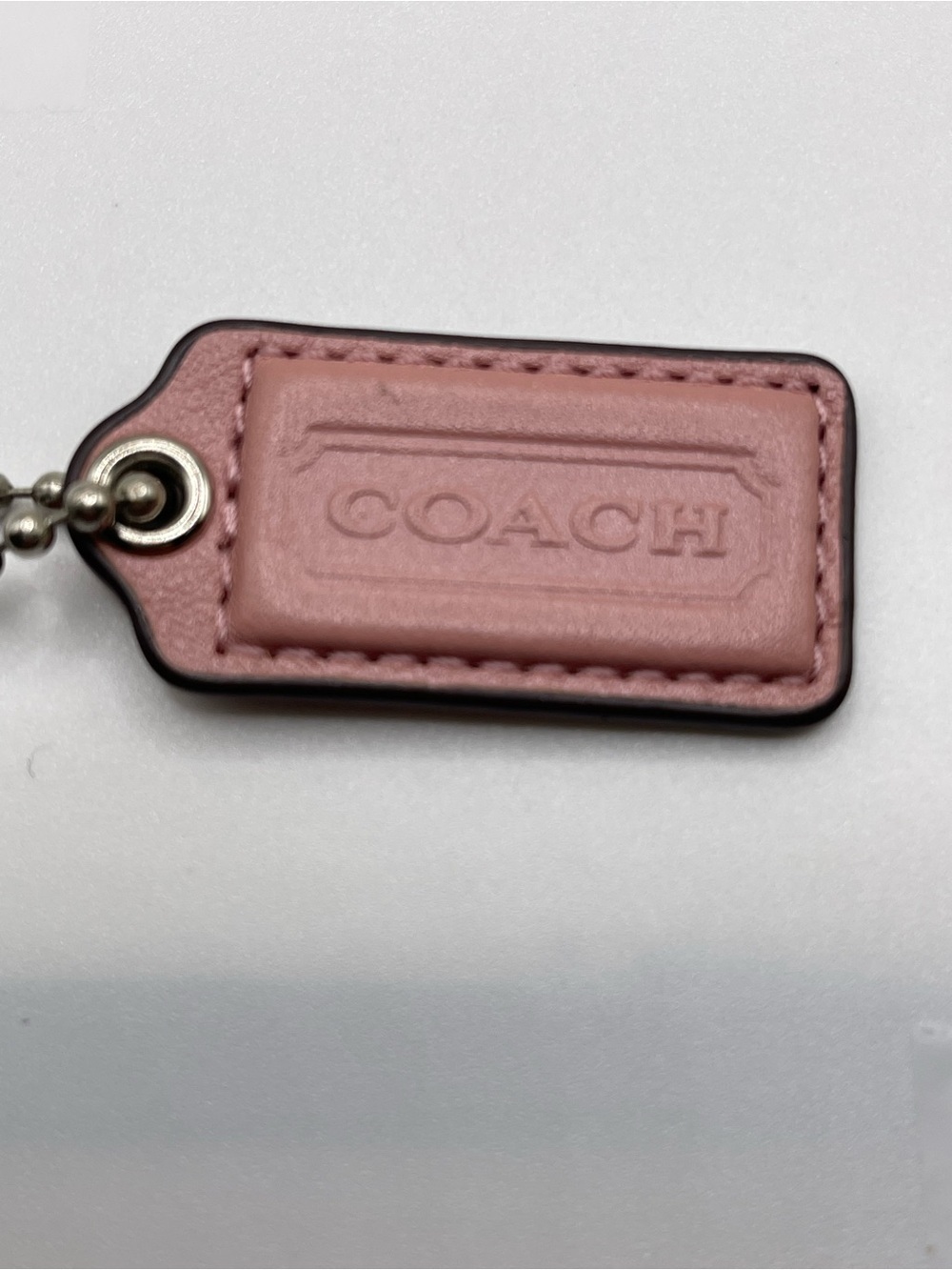 Coach Iridescent Blush Pink Leather Hang Tag Key Fob